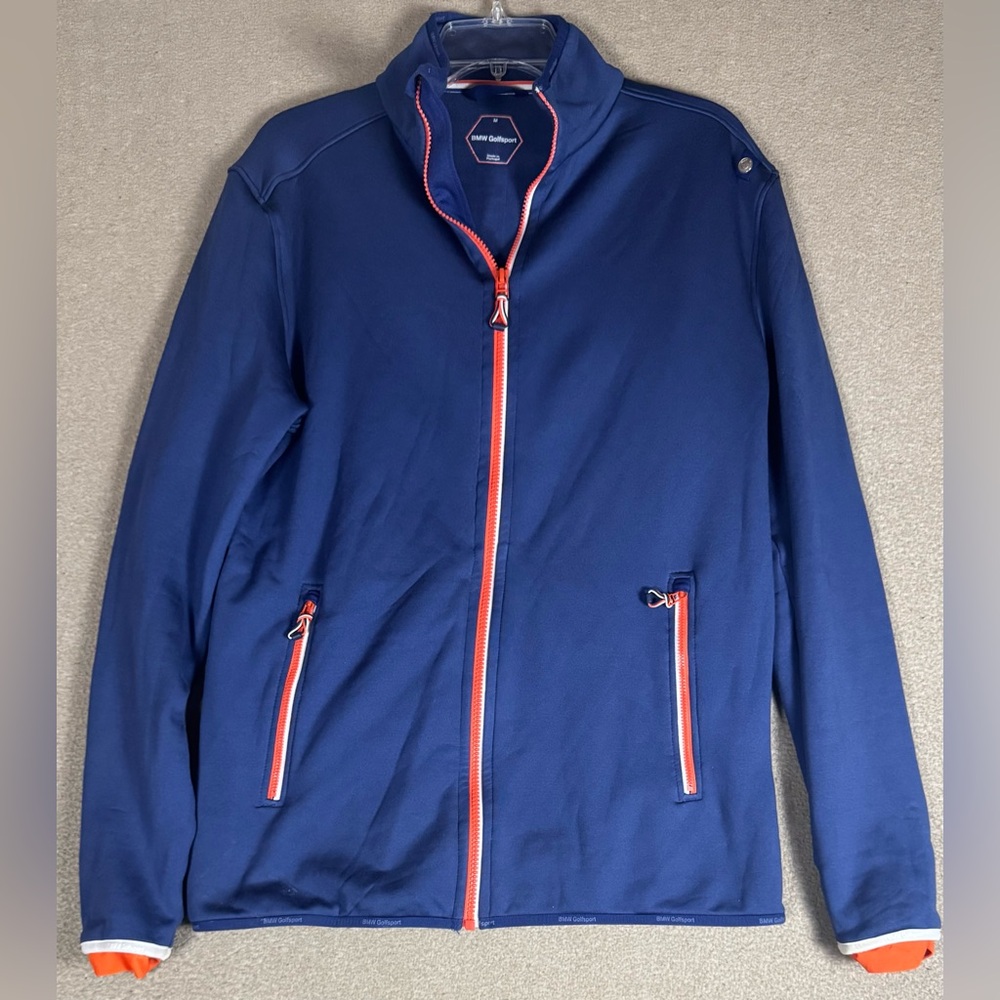 BMW Golfsport Mens Size Medium Full Zip Golfing Jacket Blue Polyester